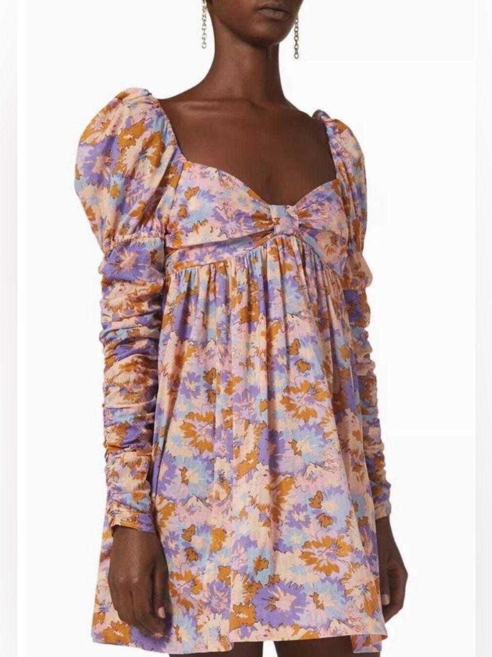 Zimmermann Violet Twist Front Mini Dress in Purple Multi Floral size 0